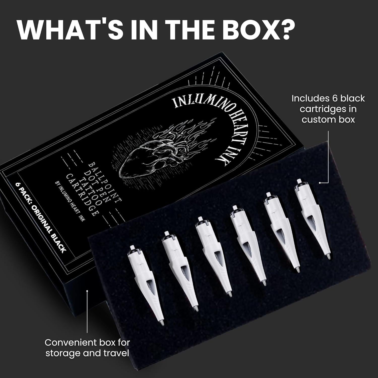 Cartuchos de bolígrafo Inlumino Heart Ink - Tinta negra - 6 unidades