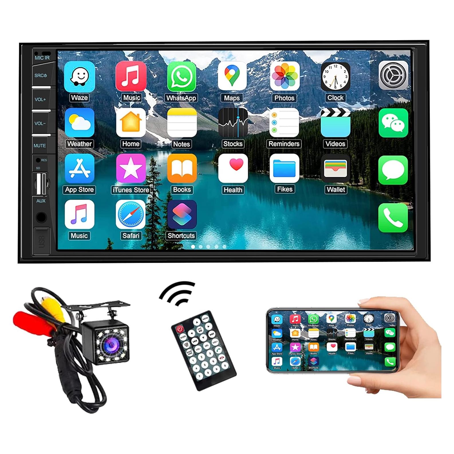 Estéreo de Coche Naifay Doble Din 7" MP5 Bluetooth con Cámara