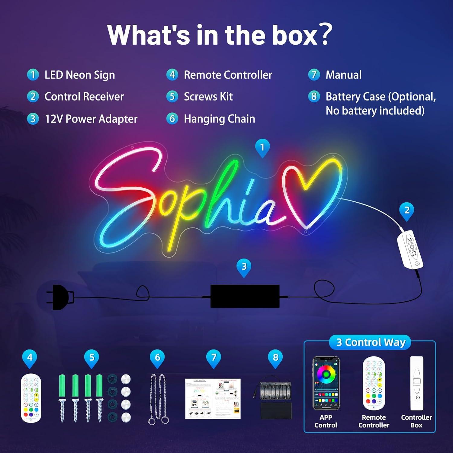 Letrero de Neón Personalizado RGB MRSSEASY con Control APP