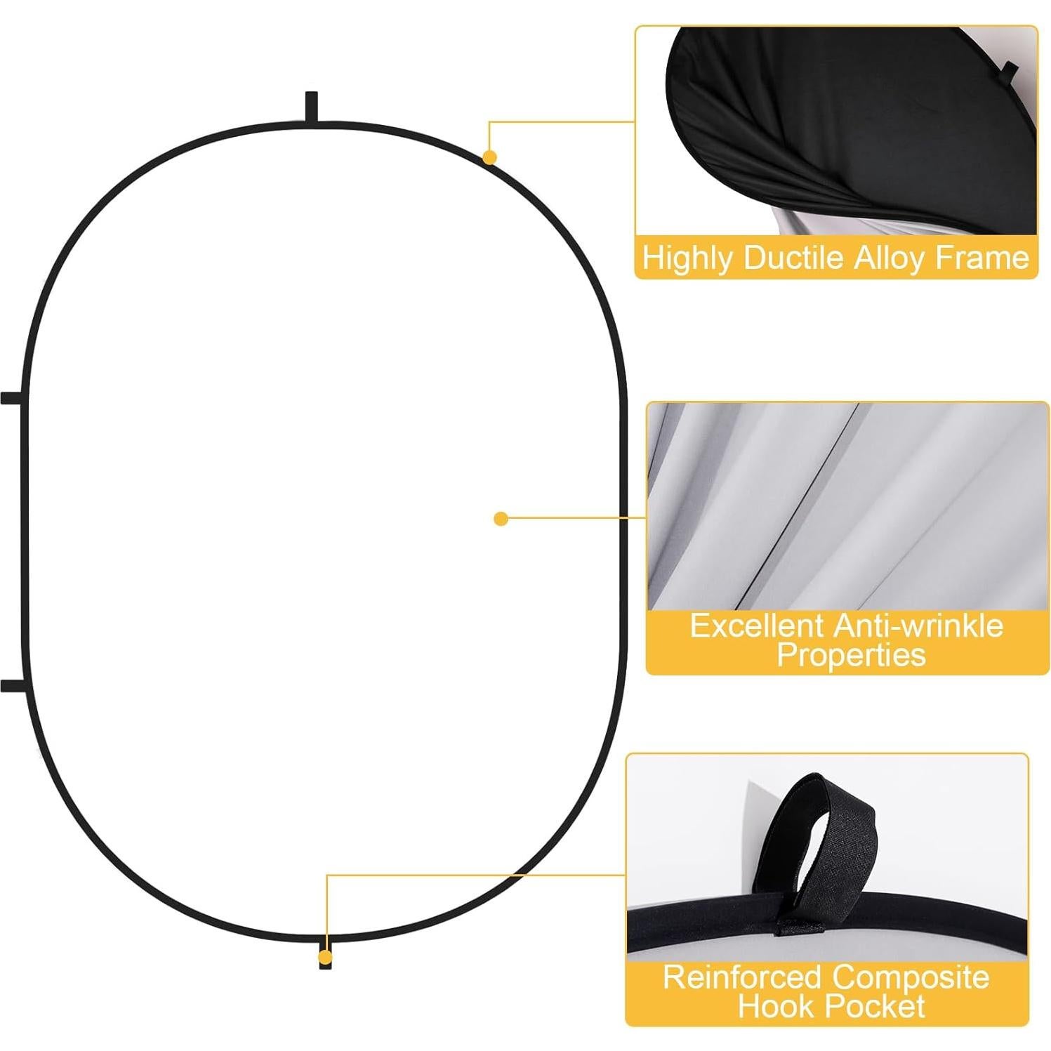 Fondo Colapsable Kate 1.5x2m Negro/Blanco para Fotografía