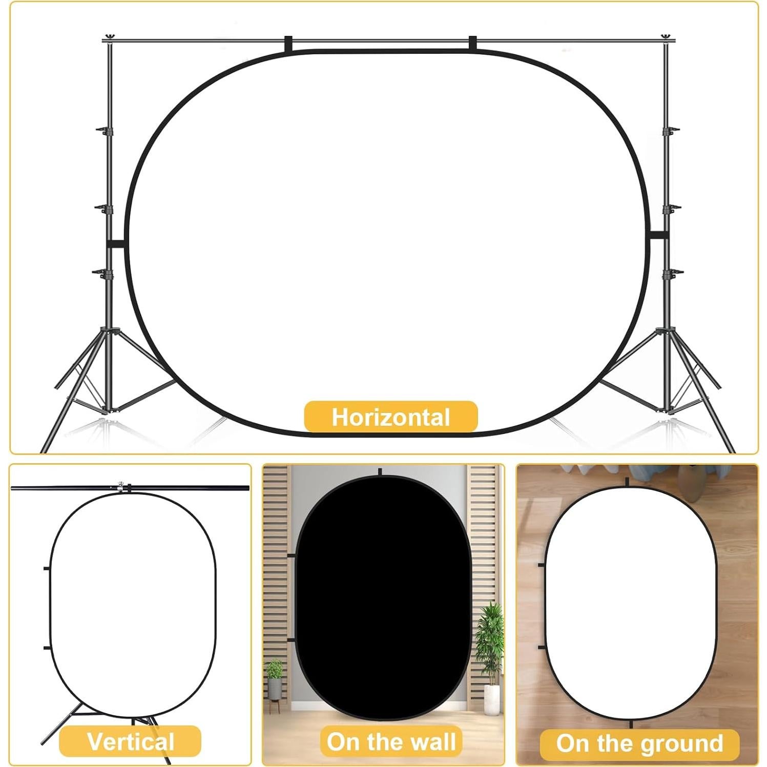 Fondo Colapsable Kate 1.5x2m Negro/Blanco para Fotografía