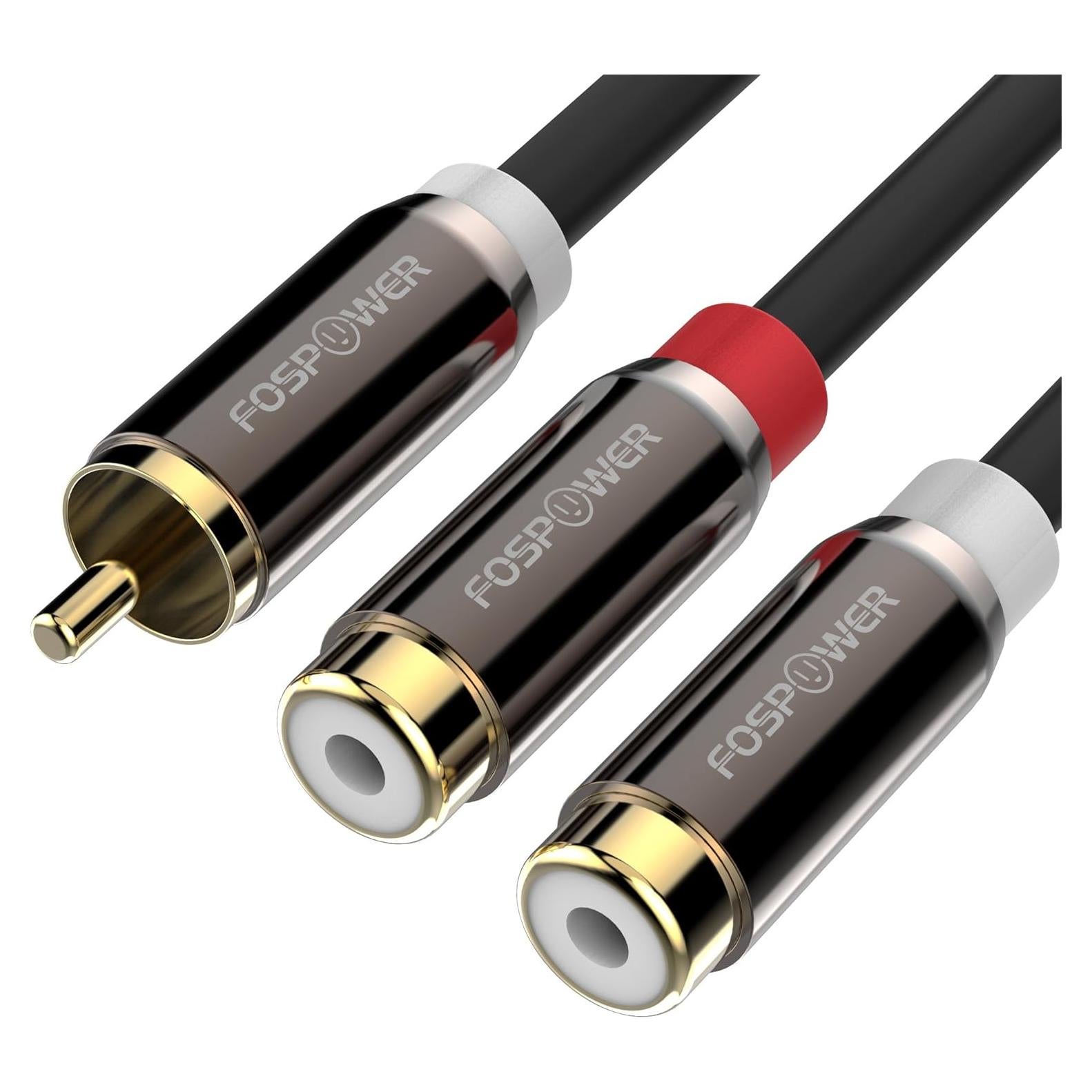 FosPower Adaptador Y RCA Macho a 2 Hembras Audio Estéreo