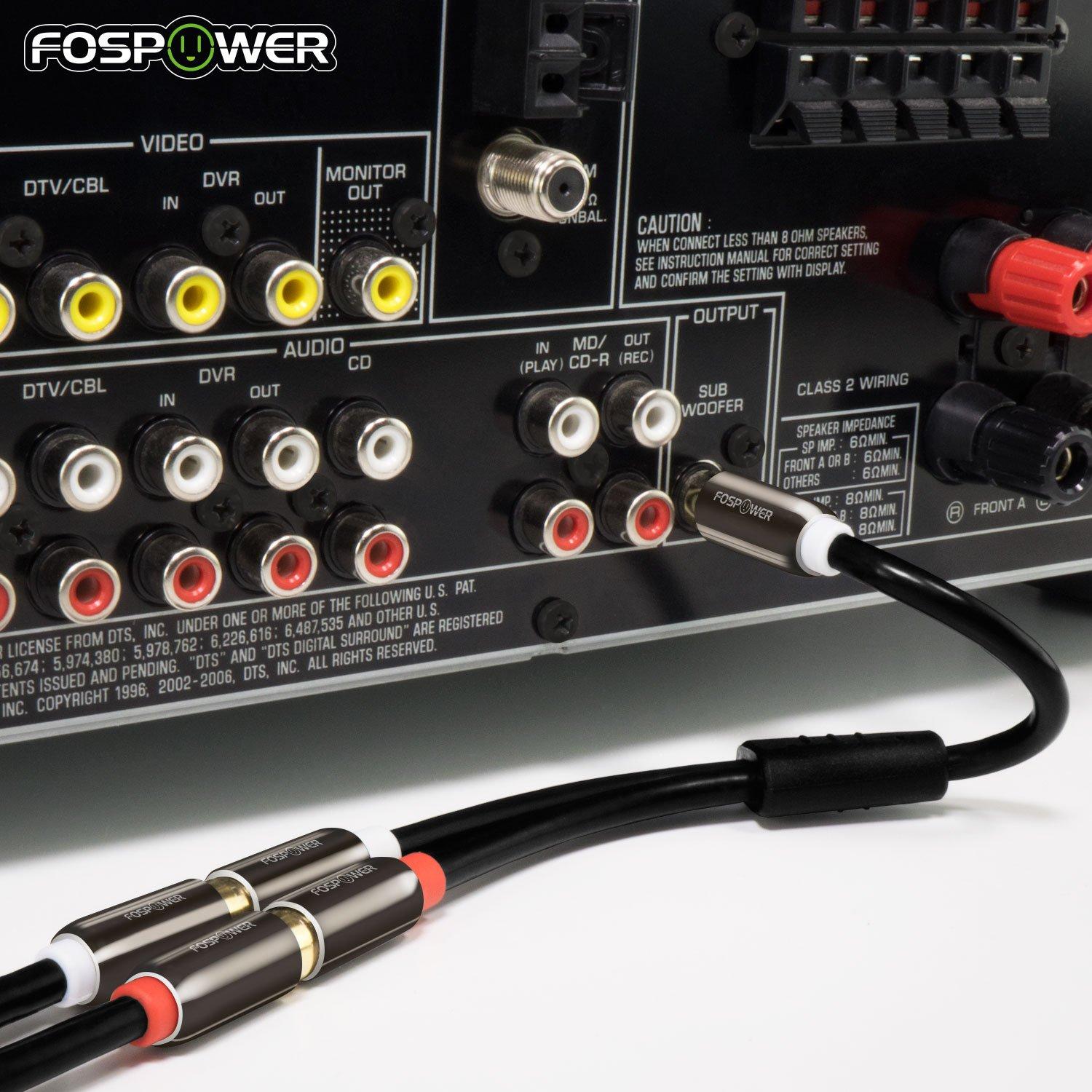 FosPower Adaptador Y RCA Macho a 2 Hembras Audio Estéreo