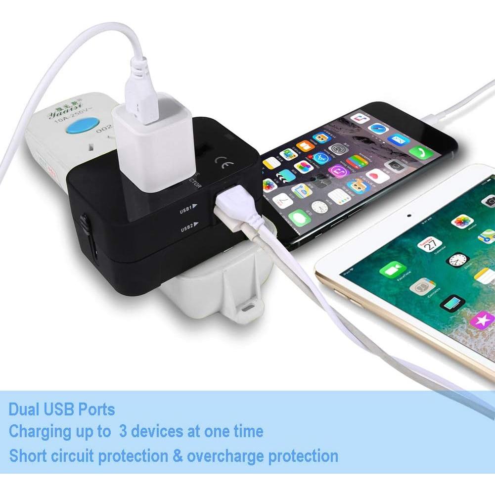 Adaptador de Viaje Universal Brite Lightingtech con 2 USB 2.1A