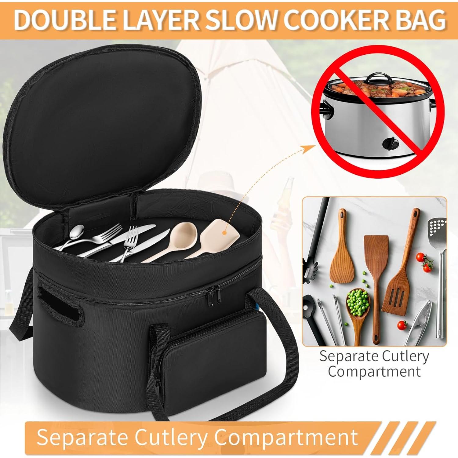 Bolsa de Viaje Aislada LASUK para Olla de Cocción Lenta 6-8L