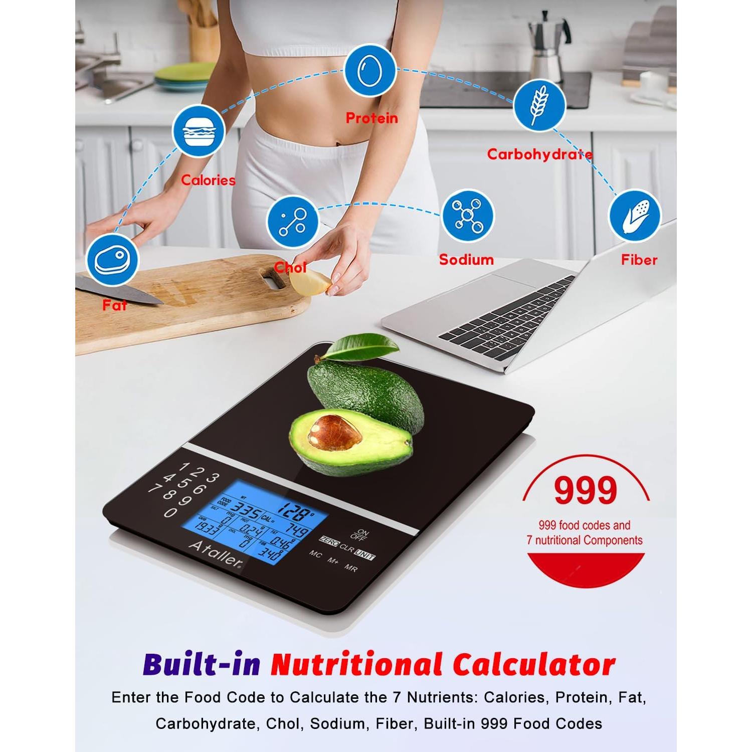 Báscula de Cocina Digital Ataller con Calculadora Nutricional 5kg