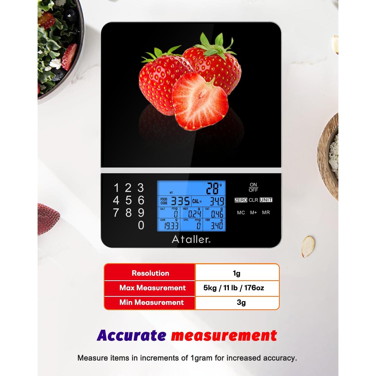 Báscula de Cocina Digital Ataller con Calculadora Nutricional 5kg