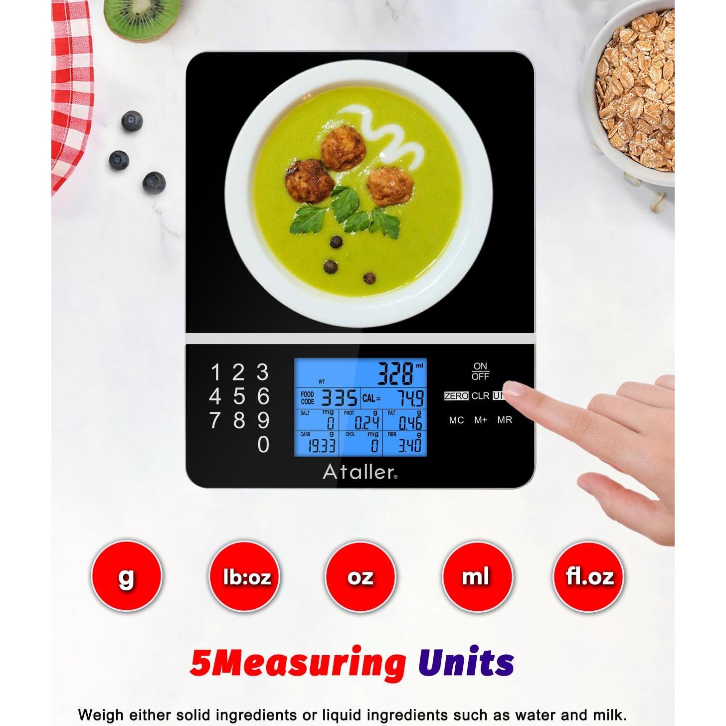 Báscula de Cocina Digital Ataller con Calculadora Nutricional 5kg