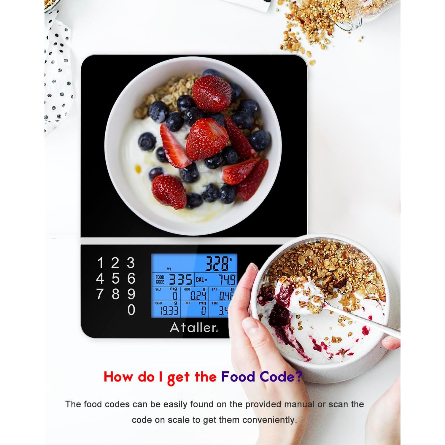 Báscula de Cocina Digital Ataller con Calculadora Nutricional 5kg