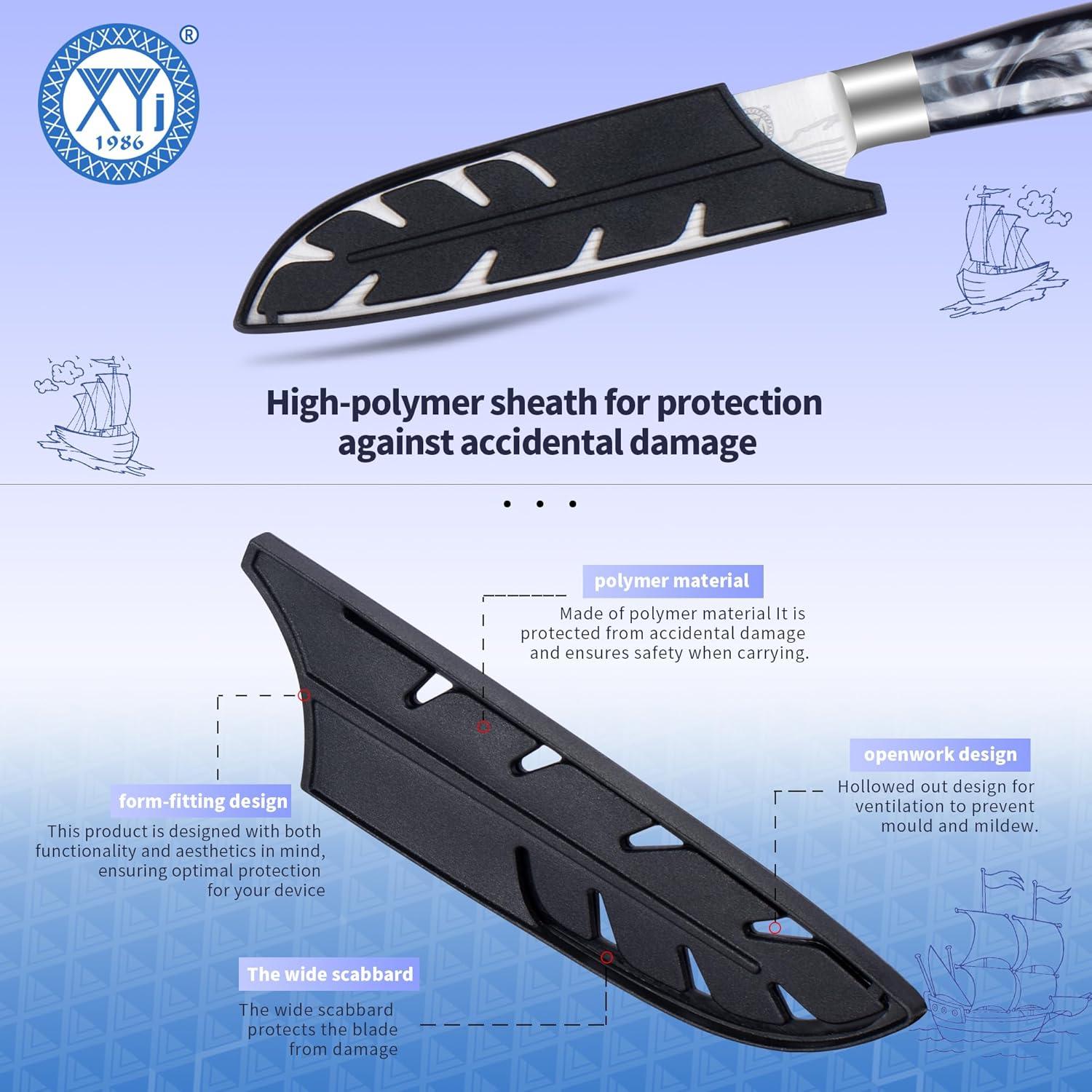 Cuchillo Santoku 12.7 cm XYJ de Acero Inoxidable con Mango Ergonómico