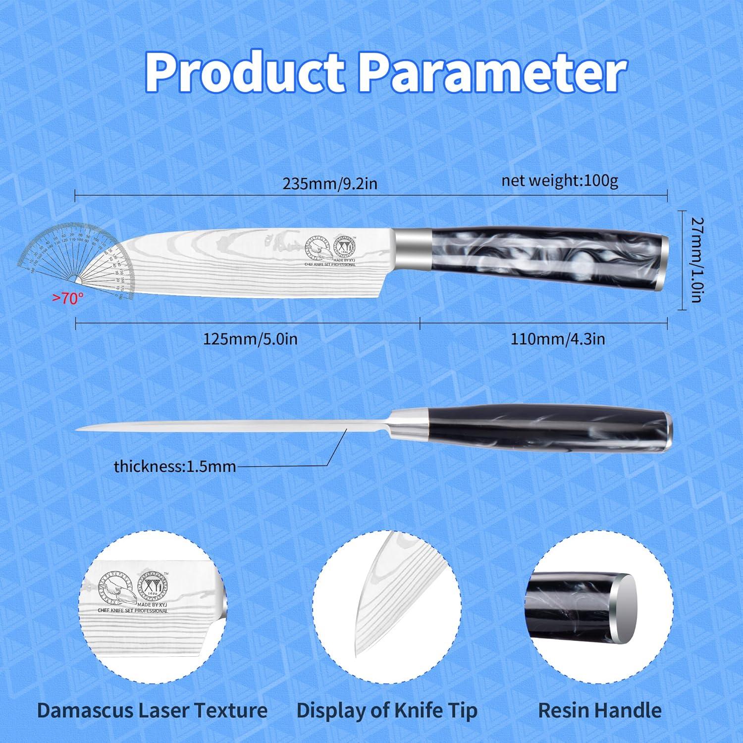 Cuchillo Santoku 12.7 cm XYJ de Acero Inoxidable con Mango Ergonómico