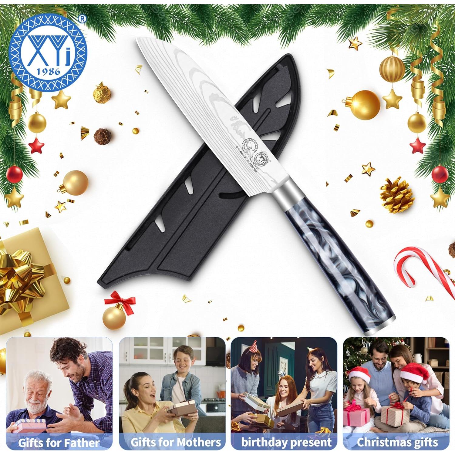 Cuchillo Santoku 12.7 cm XYJ de Acero Inoxidable con Mango Ergonómico