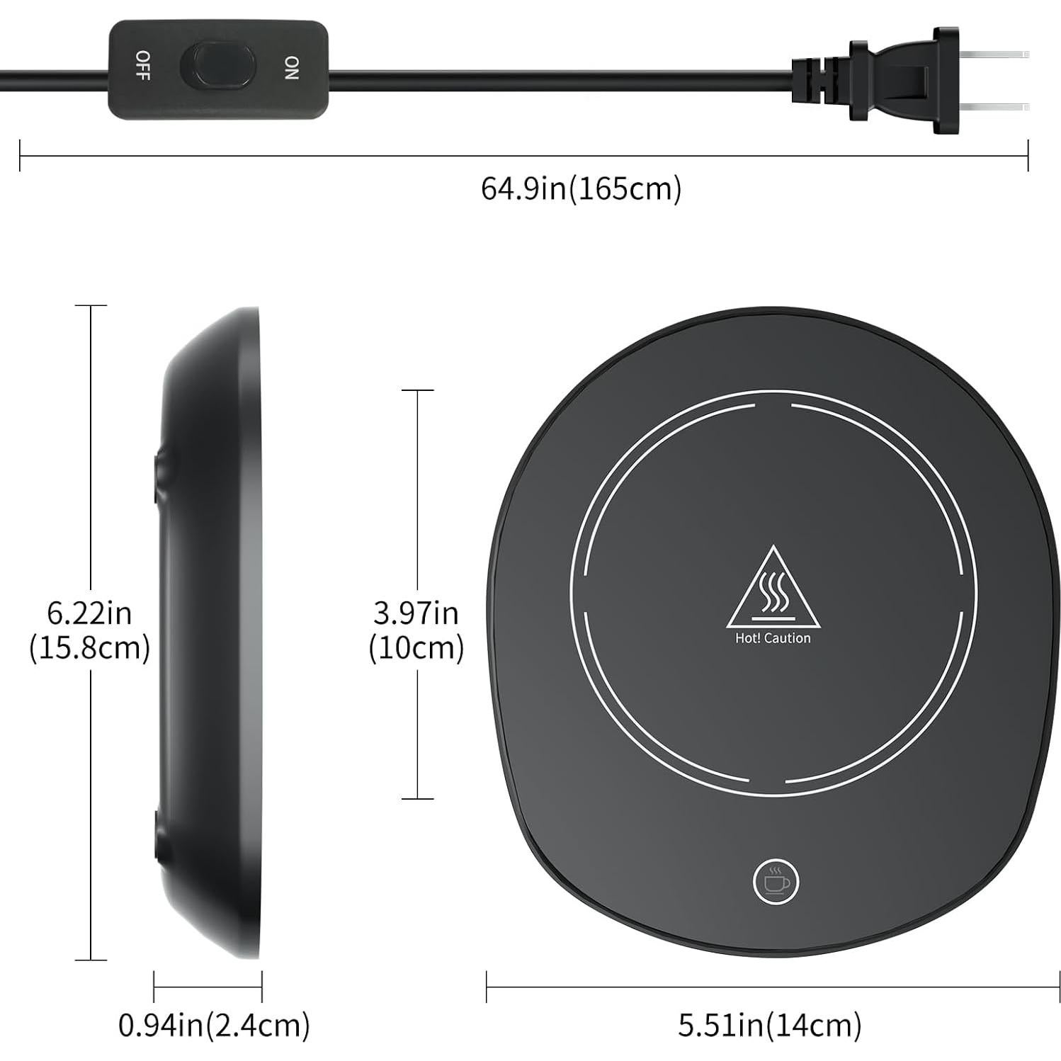 Calentador de Tazas LONID con Taza Cerámica 430ml Negro