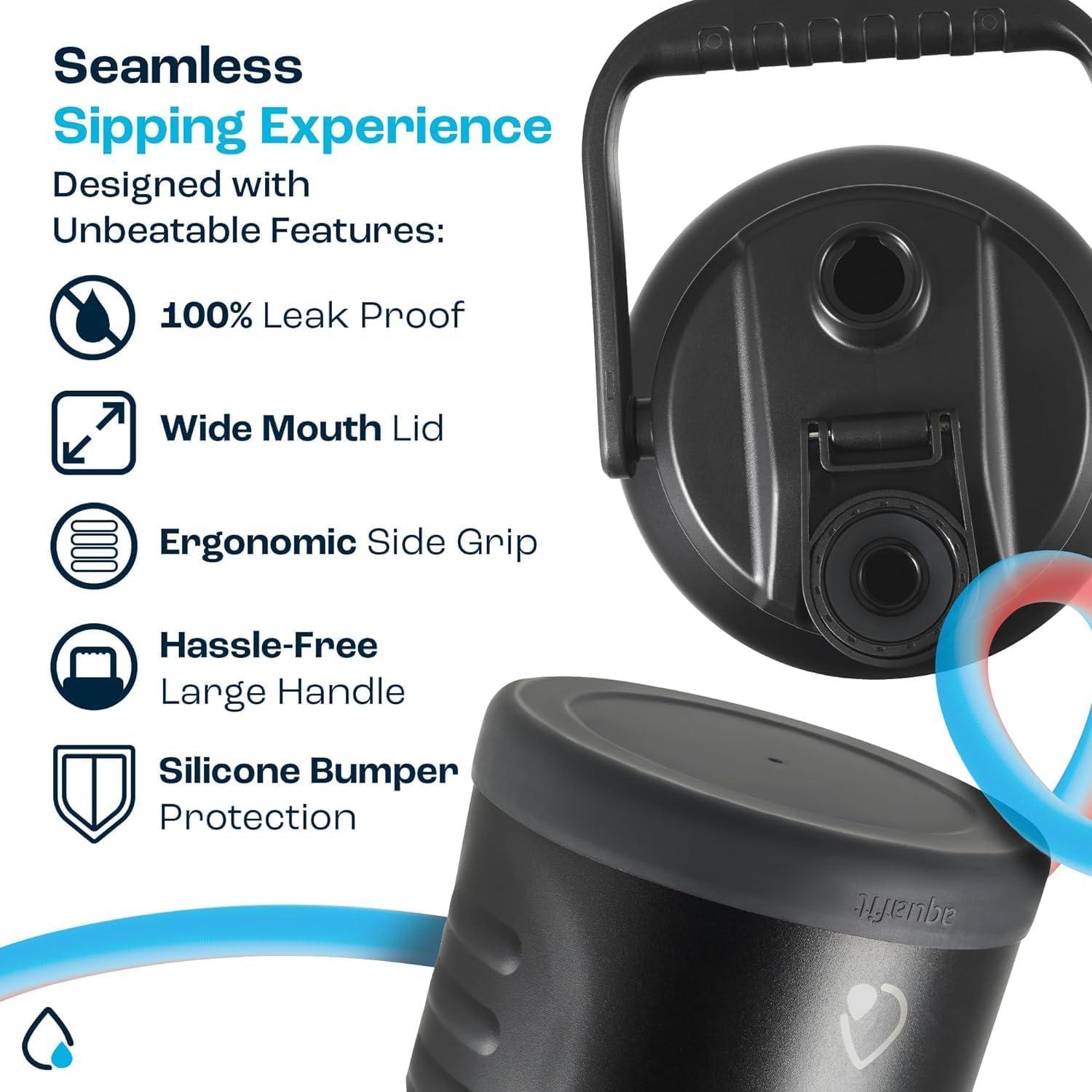 Botella de Agua Aislada AQUAFIT 128 oz Acero Inoxidable Rojo