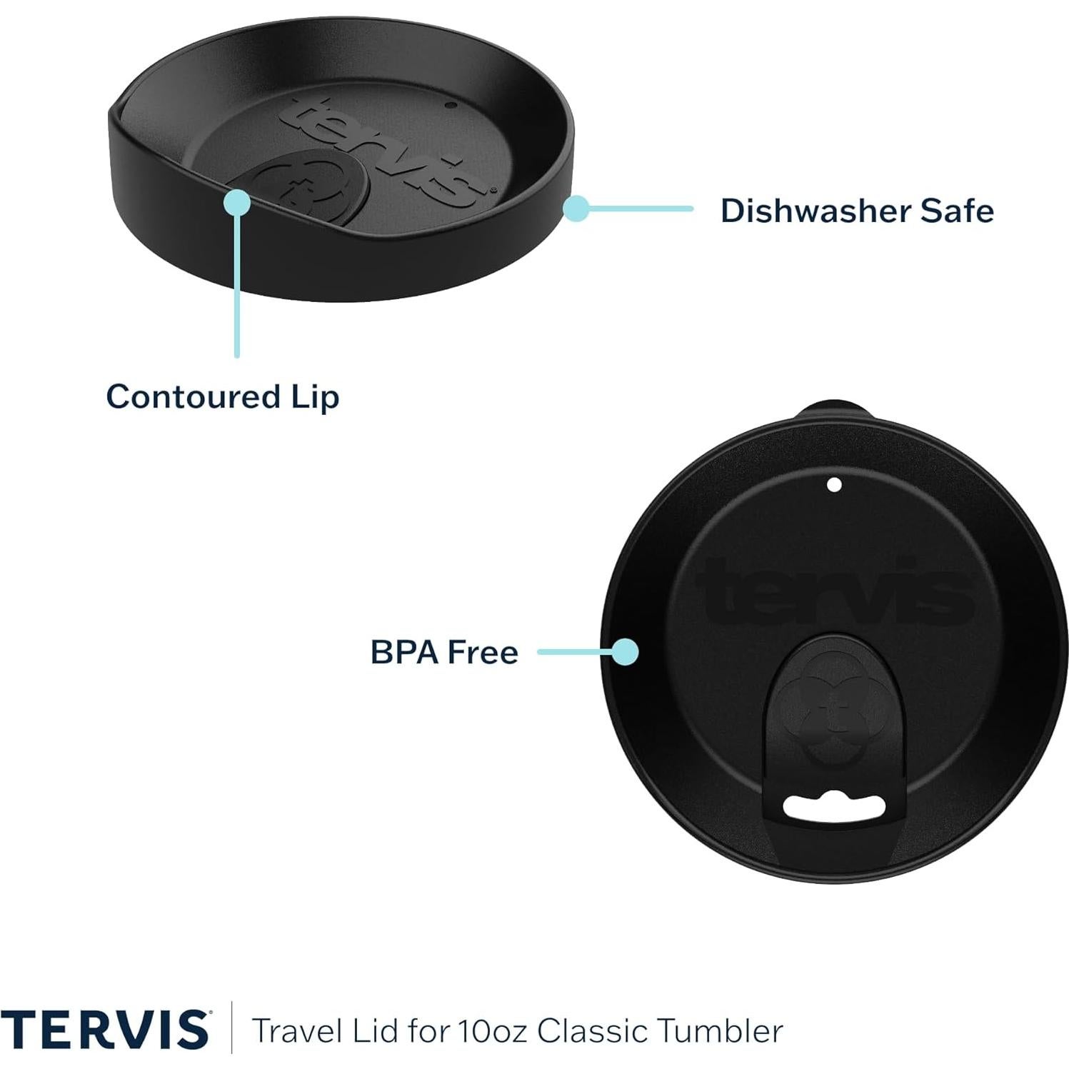 Taza de Viaje Tervis 10oz Aislada Doble Pared Tapa Negra