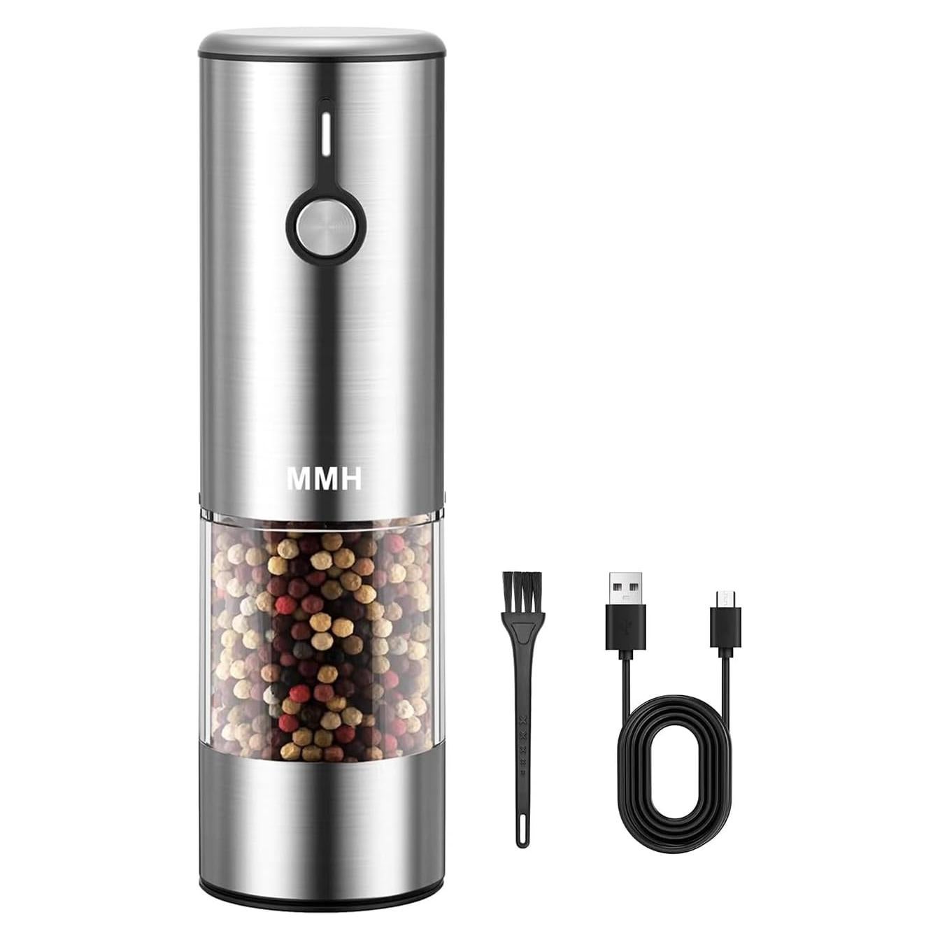 Molinillo Eléctrico de Sal y Pimienta MMH, Acero Inoxidable, 6 Niveles