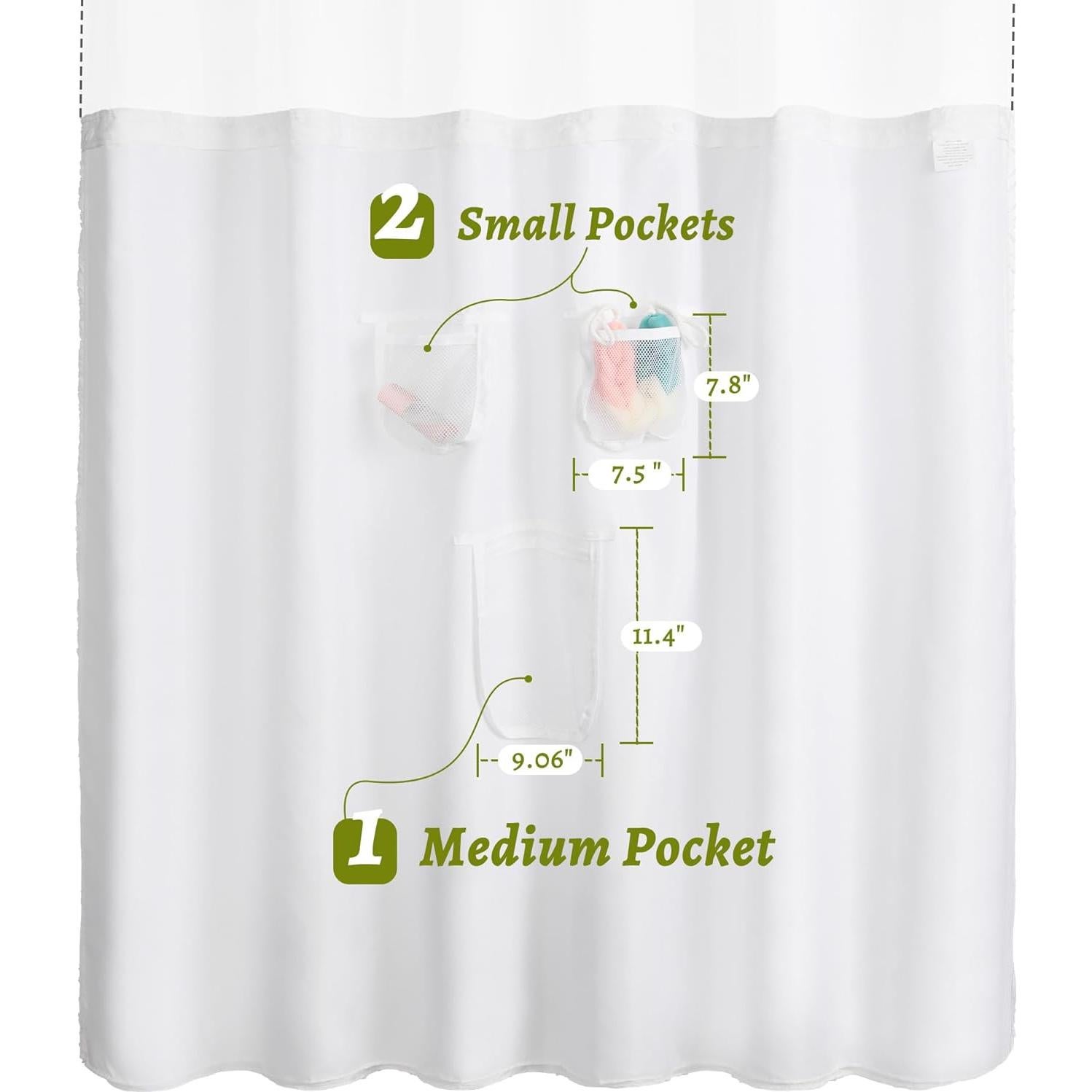 Forro de Cortina de Ducha N&Y HOME 70x137 cm Blanco con Bolsillos