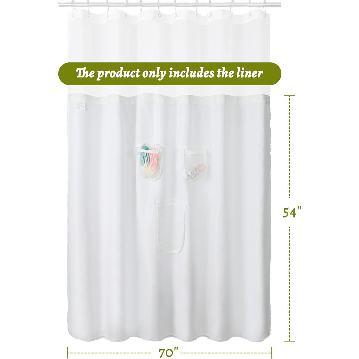 Forro de Cortina de Ducha N&Y HOME 70x137 cm Blanco con Bolsillos