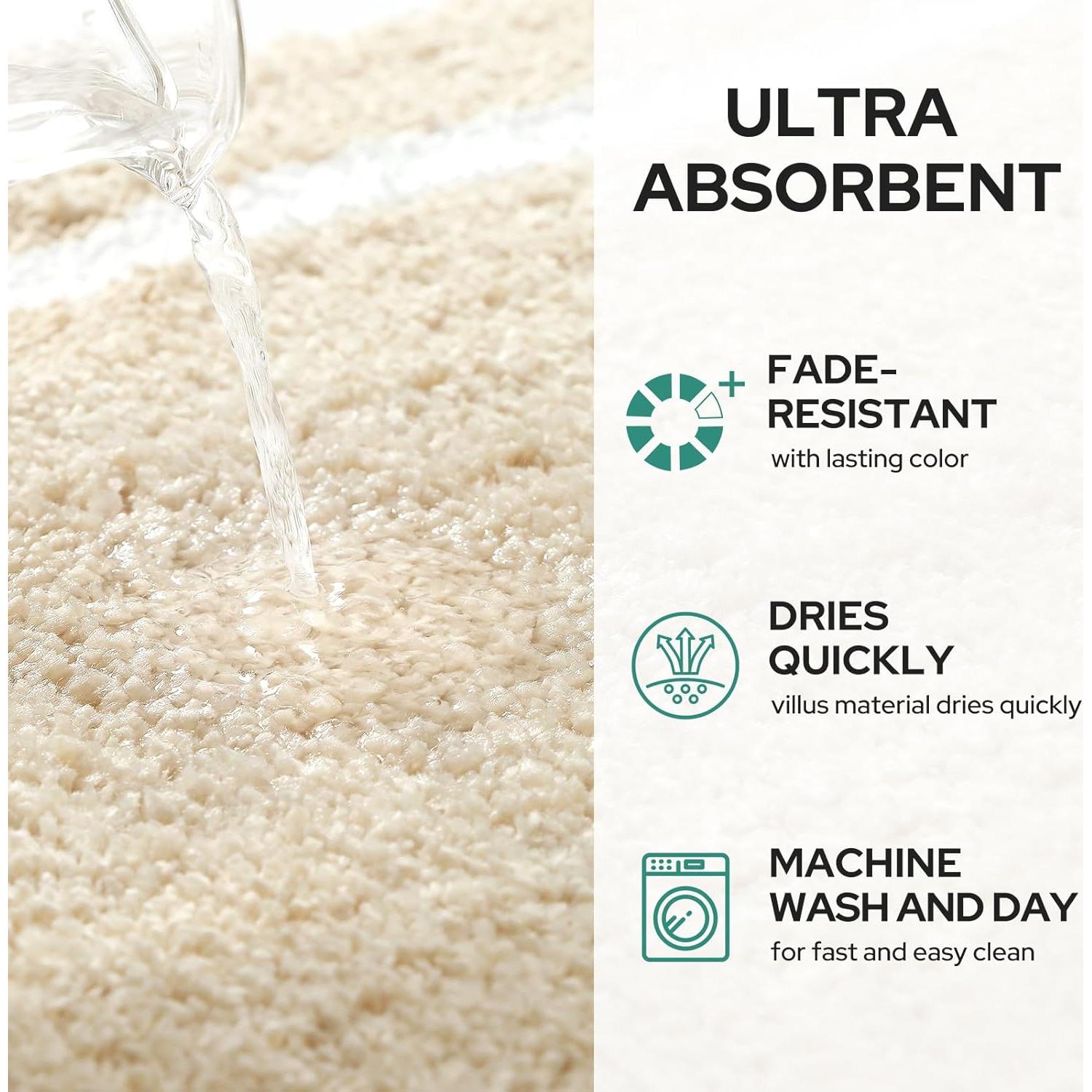 Conjunto de Alfombrillas de Baño HOMEIDEAS 2 Piezas Beige