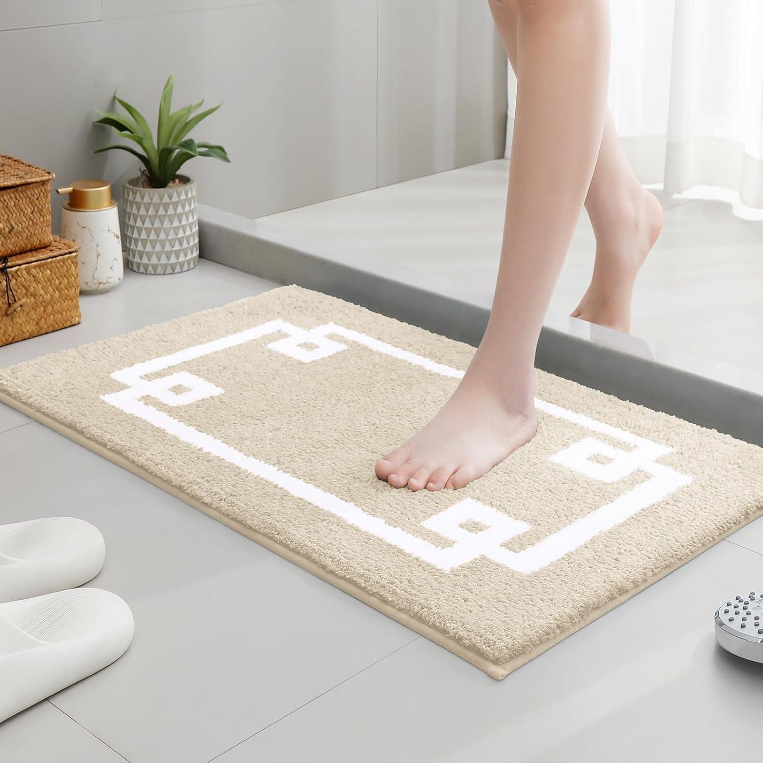 Conjunto de Alfombrillas de Baño HOMEIDEAS 2 Piezas Beige