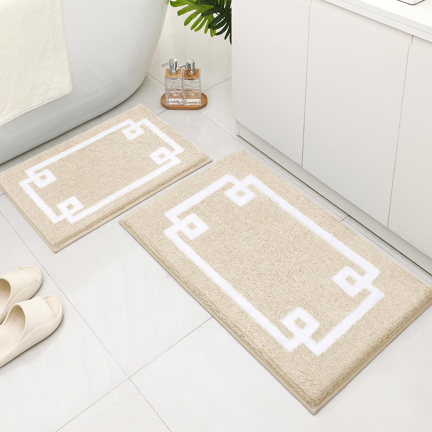 Conjunto de Alfombrillas de Baño HOMEIDEAS 2 Piezas Beige