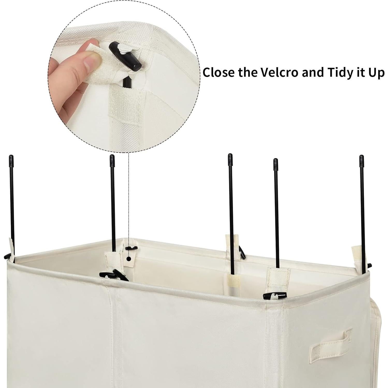 Cesto de Ropa Doble WOWLIVE 140L con Tapa y Bolsas Extraíbles Beige