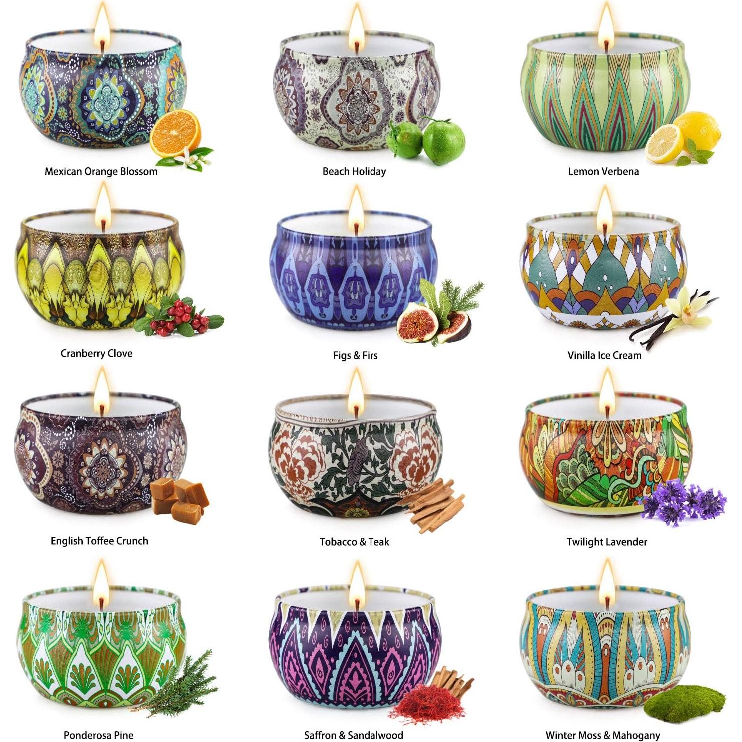 Conjunto de 12 Velas Aromatizadas JXDLSQ de Cera de Soja