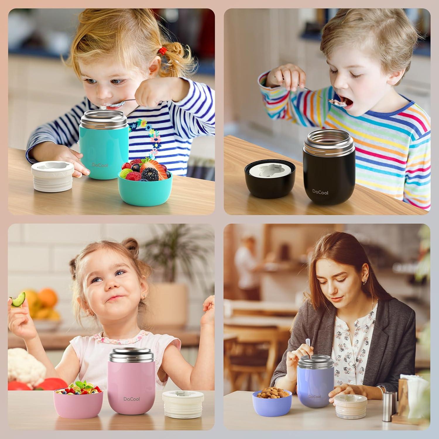 Contenedor de Almuerzo Aislado DaCool 473 ml Acero Inoxidable Negro