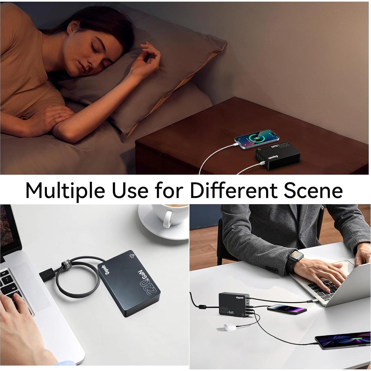 Cargador USB C Copode 220W 6 Puertos Carga Rápida PD 100W