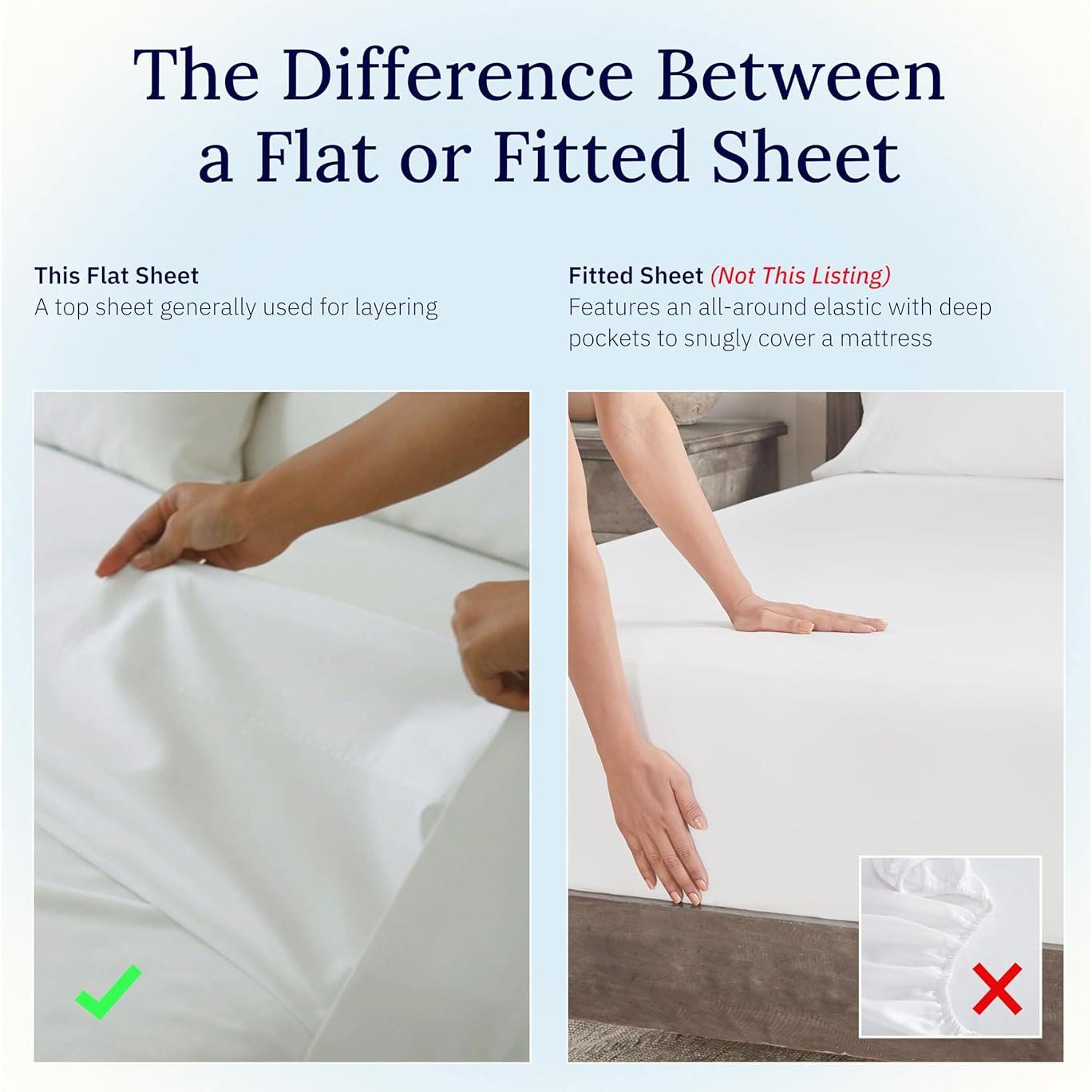 Sábana plana Twin California Design Den 400 hilos 100% algodón - Blanco