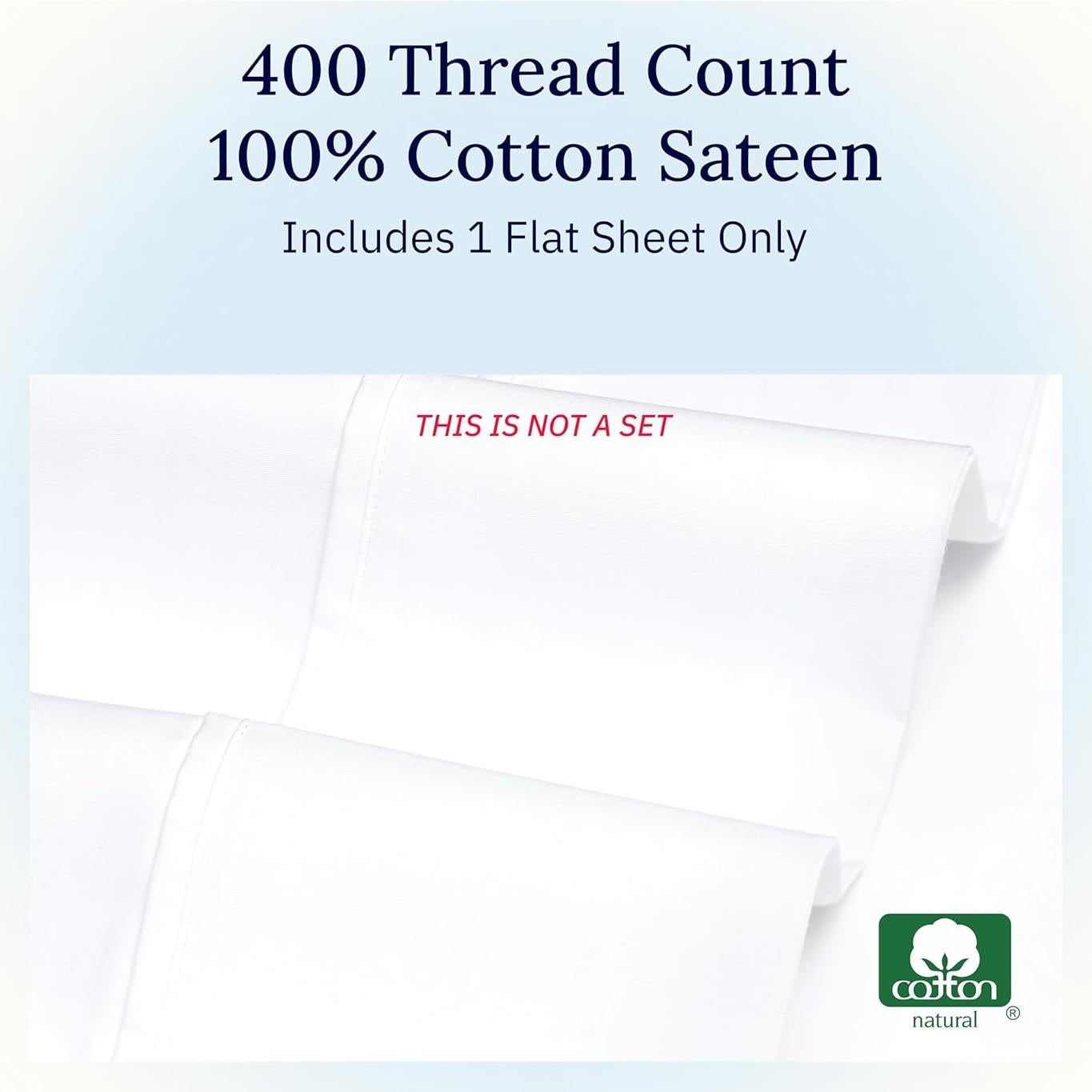 Sábana plana Twin California Design Den 400 hilos 100% algodón - Blanco