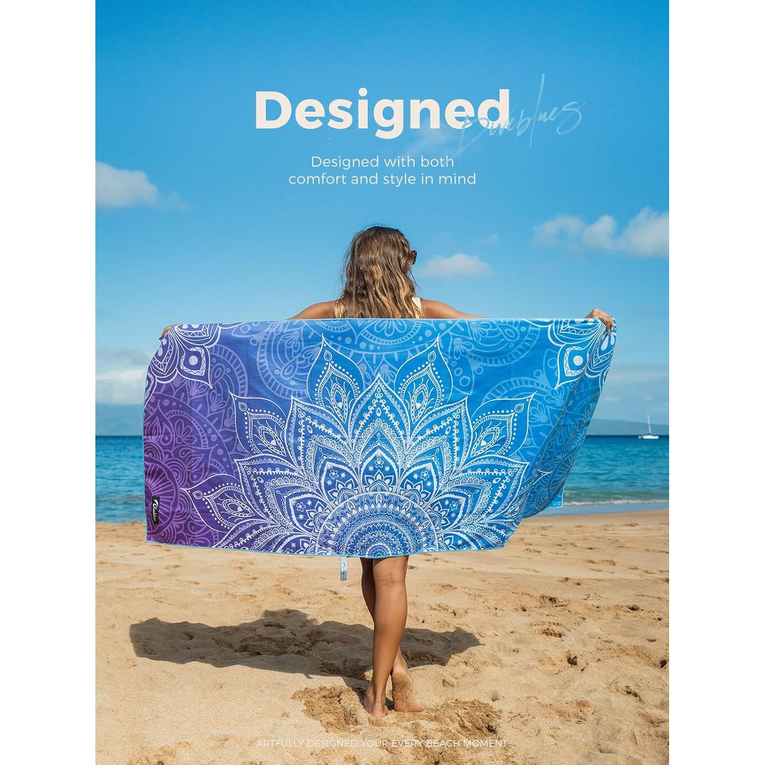 Toalla de Playa Microfibra Diveblues Mandala Azul 200x145 cm