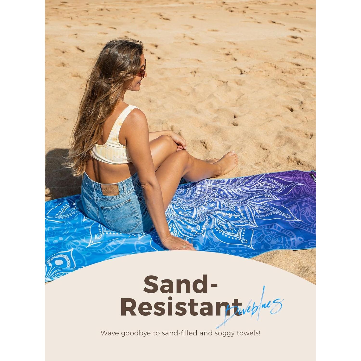 Toalla de Playa Microfibra Diveblues Mandala Azul 200x145 cm