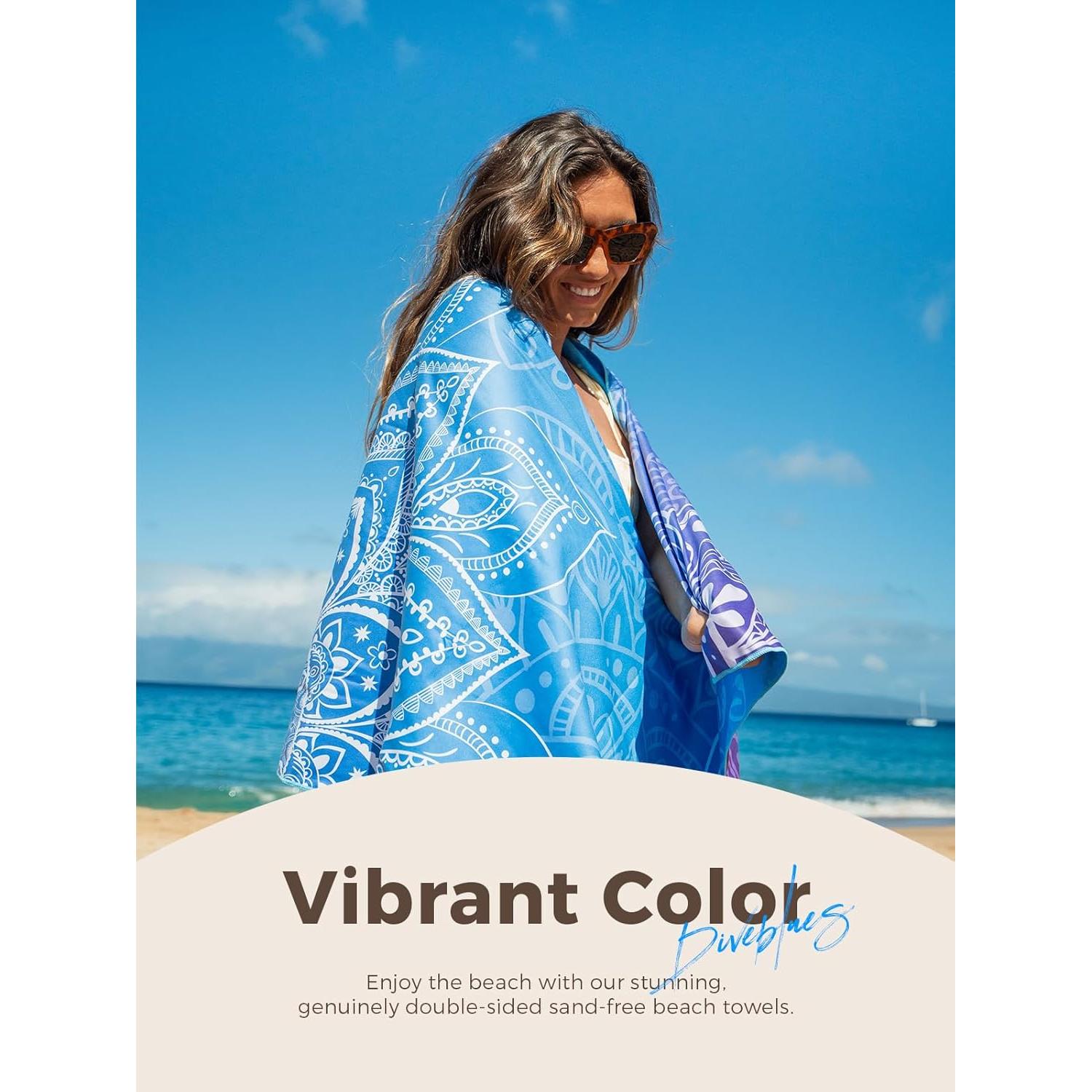 Toalla de Playa Microfibra Diveblues Mandala Azul 200x145 cm