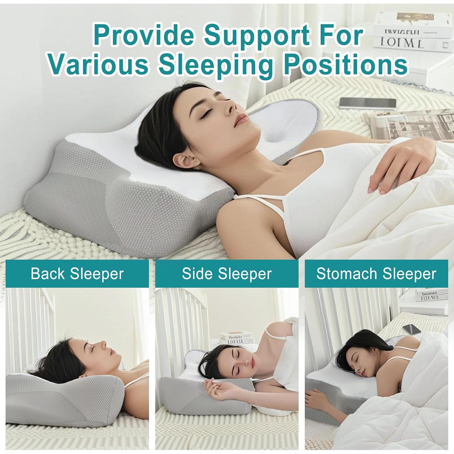 Almohada Cervical Ergonómica XWZO 61x37.8cm Gris