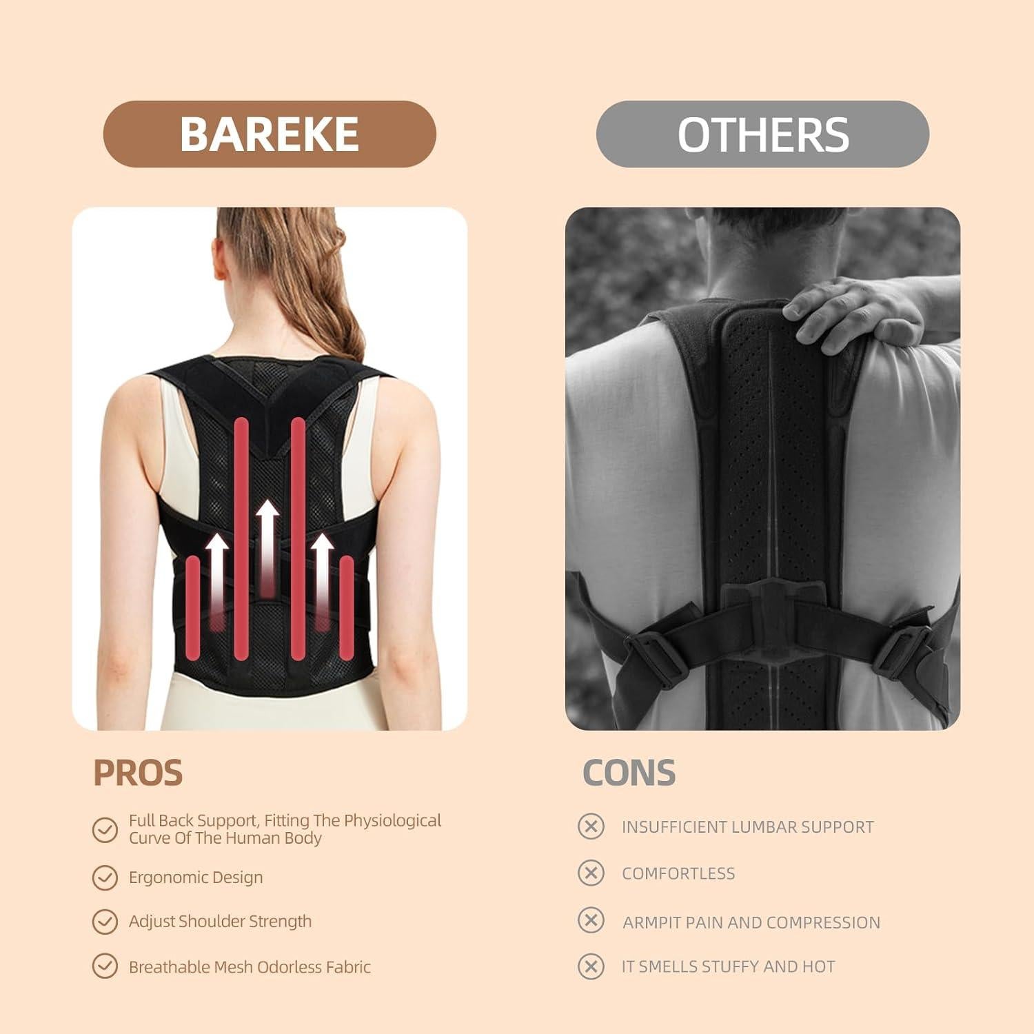 Corrector de Postura BAREKE Ajustable para Alivio de Espalda