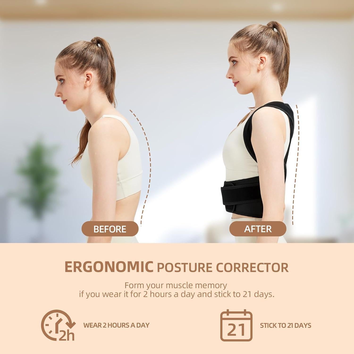 Corrector de Postura BAREKE Ajustable para Alivio de Espalda