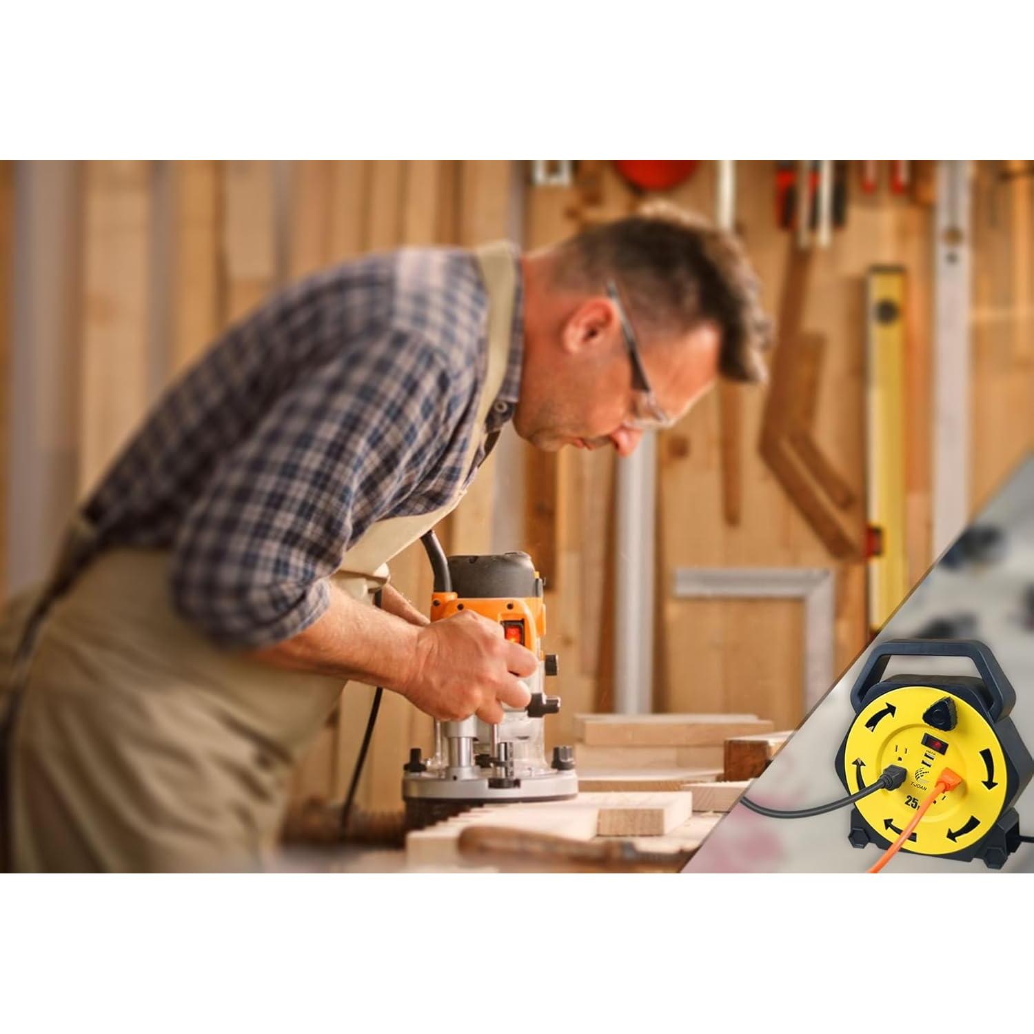 Carrete de Cable de Extensión T-JOAN 7.62m 4 Salidas USB 3.4A