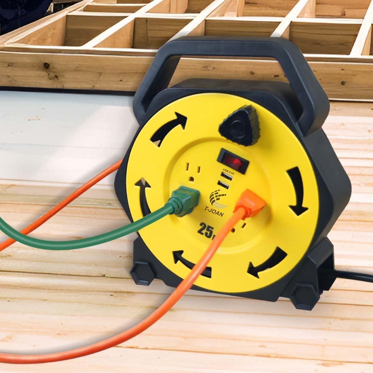 Carrete de Cable de Extensión T-JOAN 7.62m 4 Salidas USB 3.4A