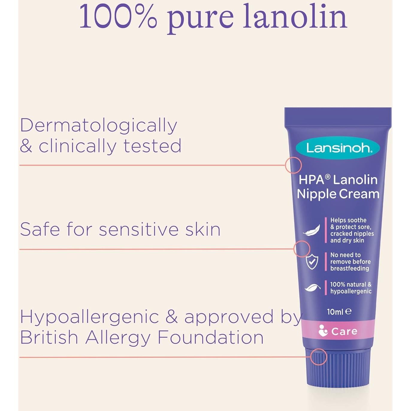 Crema de Pezón Lansinoh HPA Lanolina 10ml - Alivio Natural