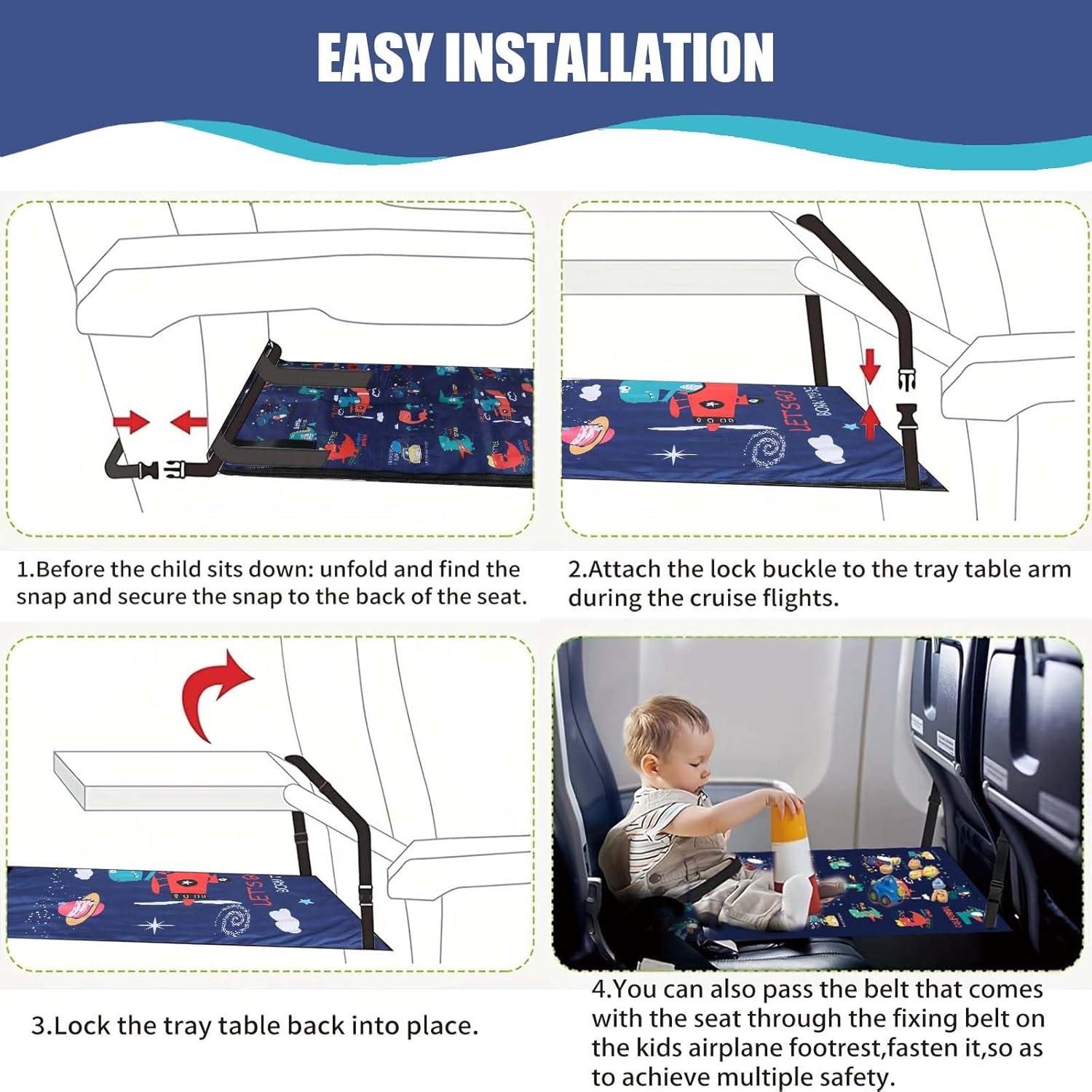 Cama de avión para niños TIOPVIOK con colcha suave azul