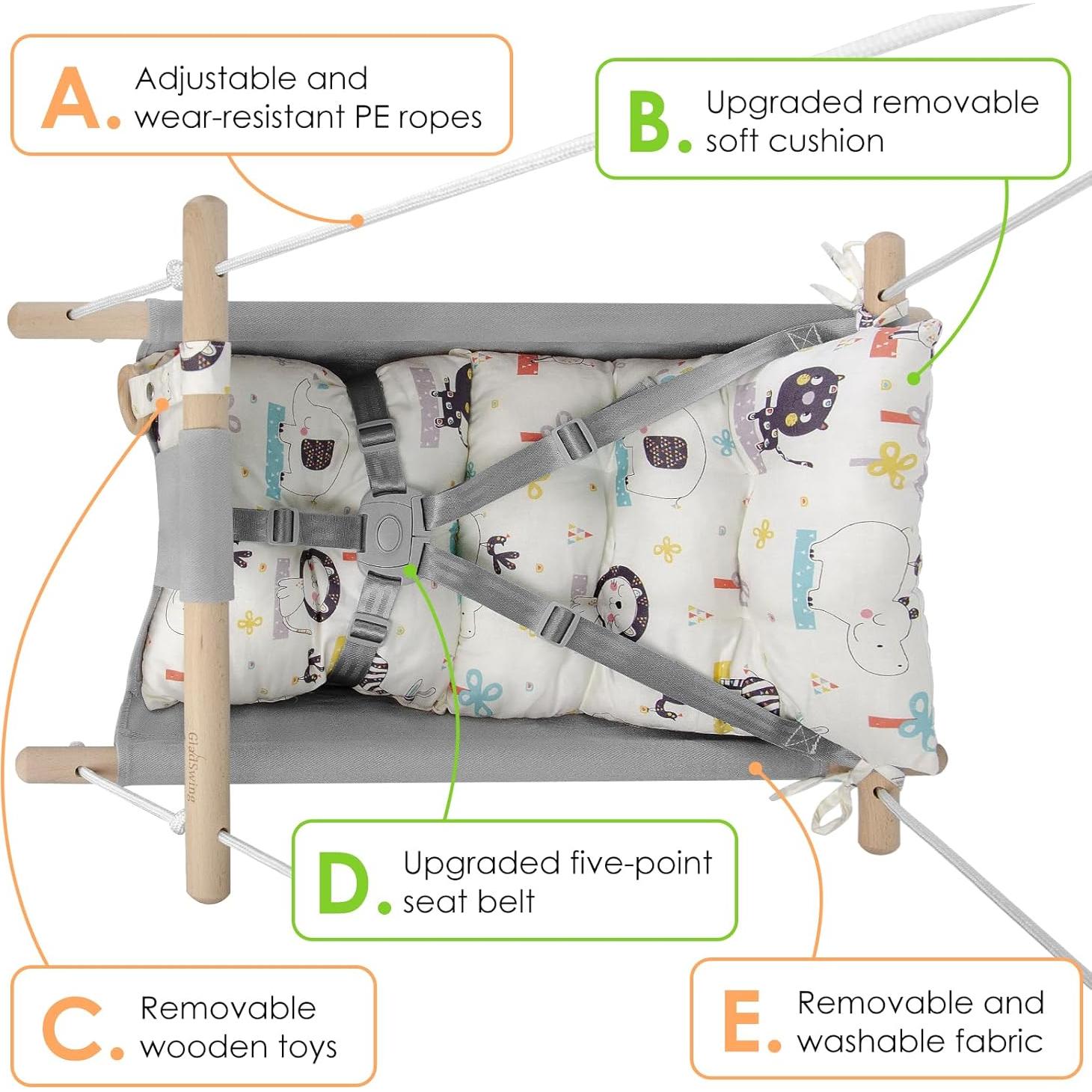 Columpio para Bebés Gladswing de Algodón con Seguridad - Animalito