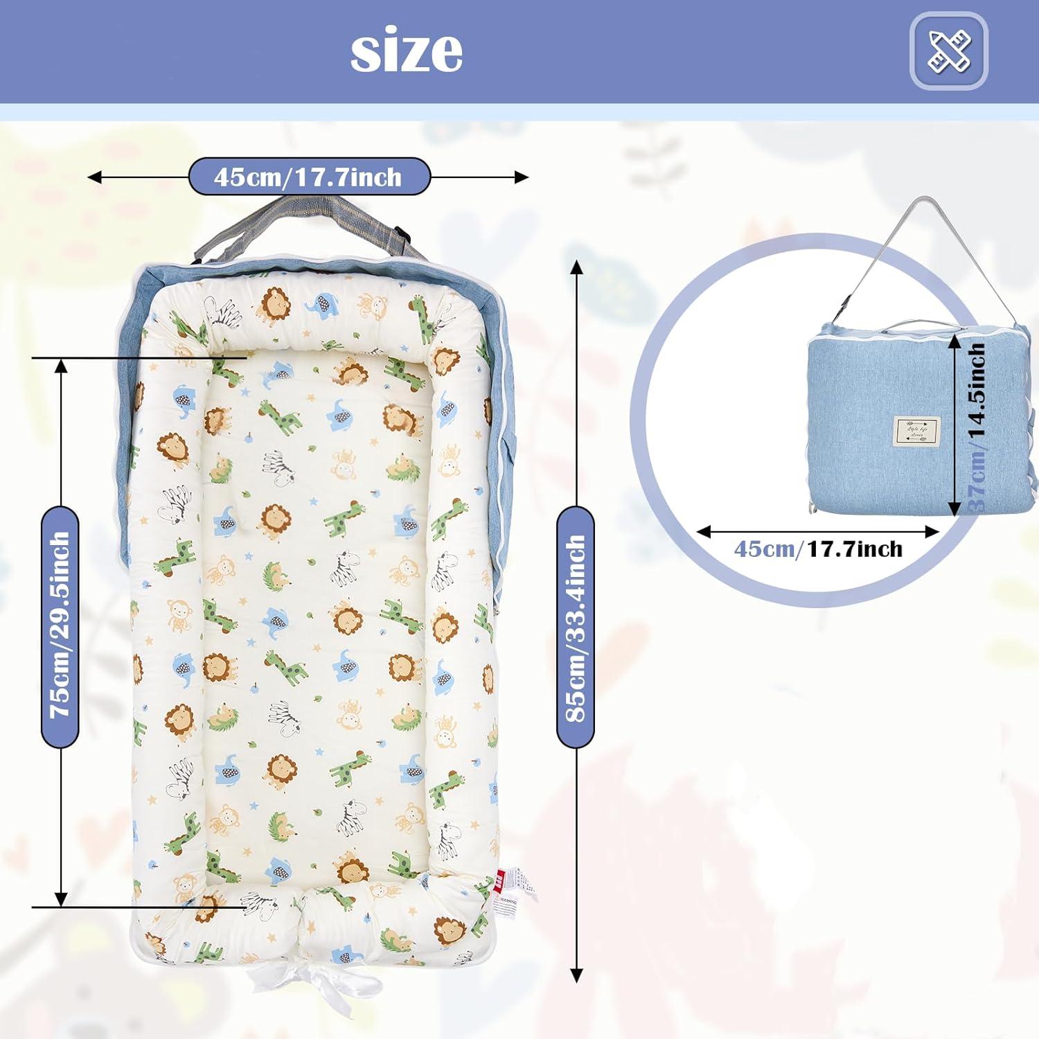 Cojín Portátil para Bebés Loevin Mundo Animal Azul 87.8x53.3cm