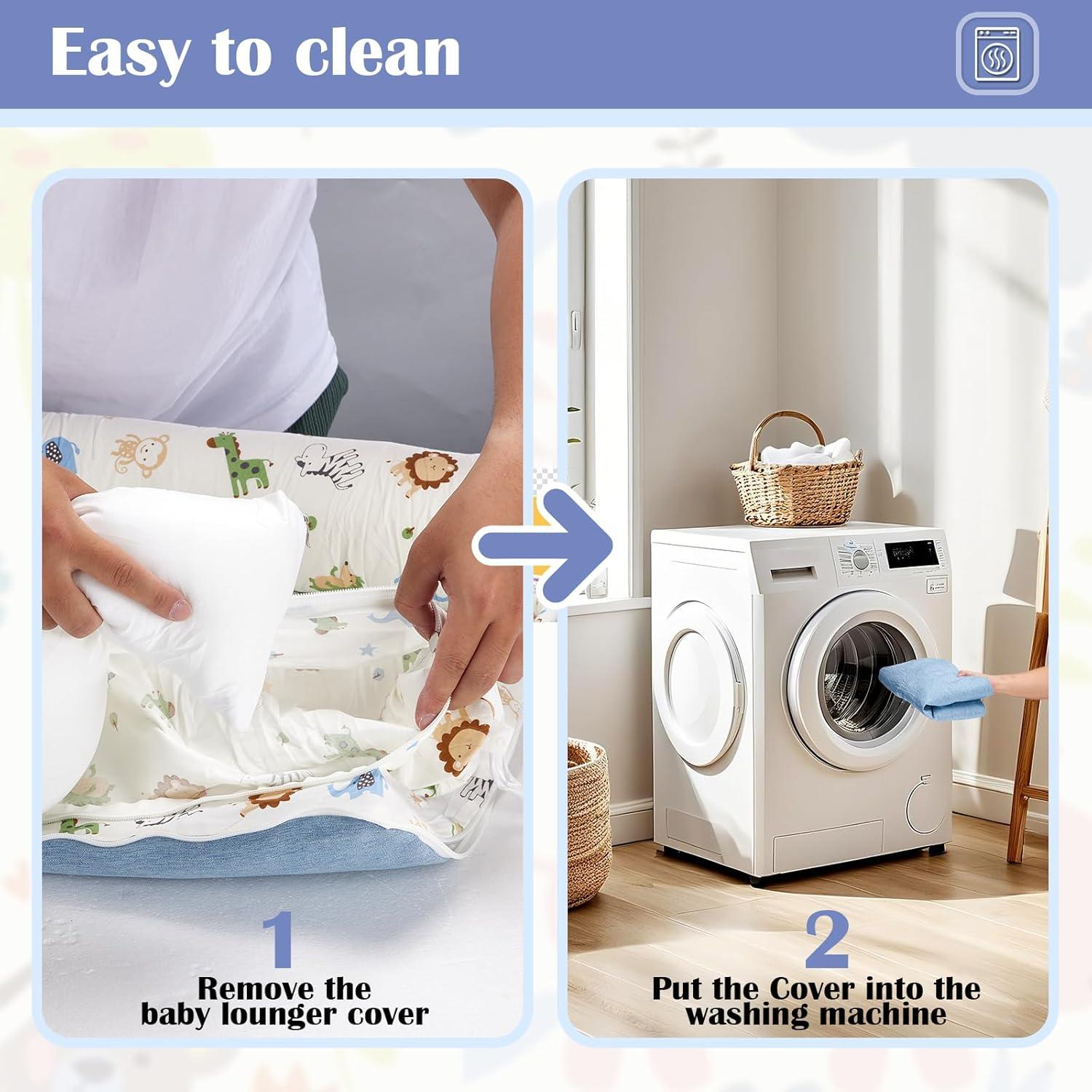 Cojín Portátil para Bebés Loevin Mundo Animal Azul 87.8x53.3cm