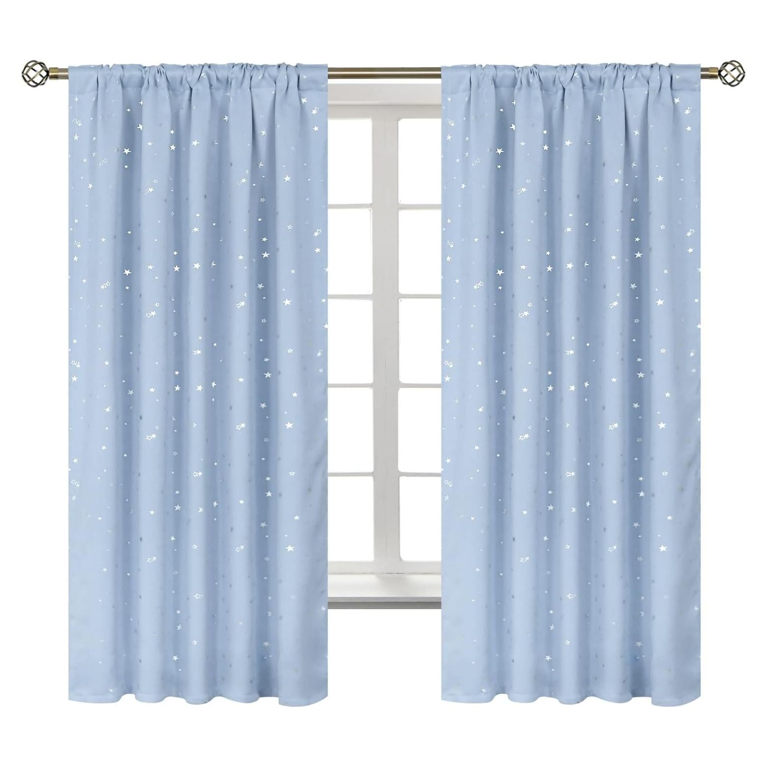 Cortinas Opacas BGment 2 Paneles 106.68x160.02cm Azul Bebé