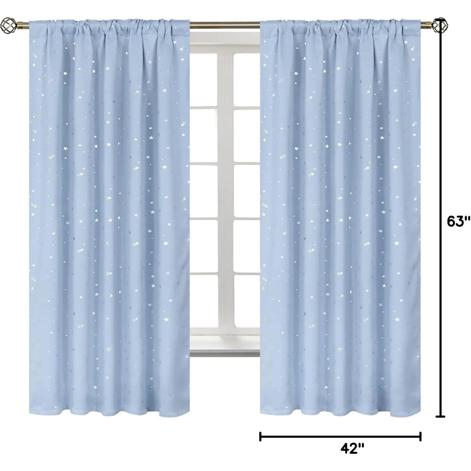 Cortinas Opacas BGment 2 Paneles 106.68x160.02cm Azul Bebé