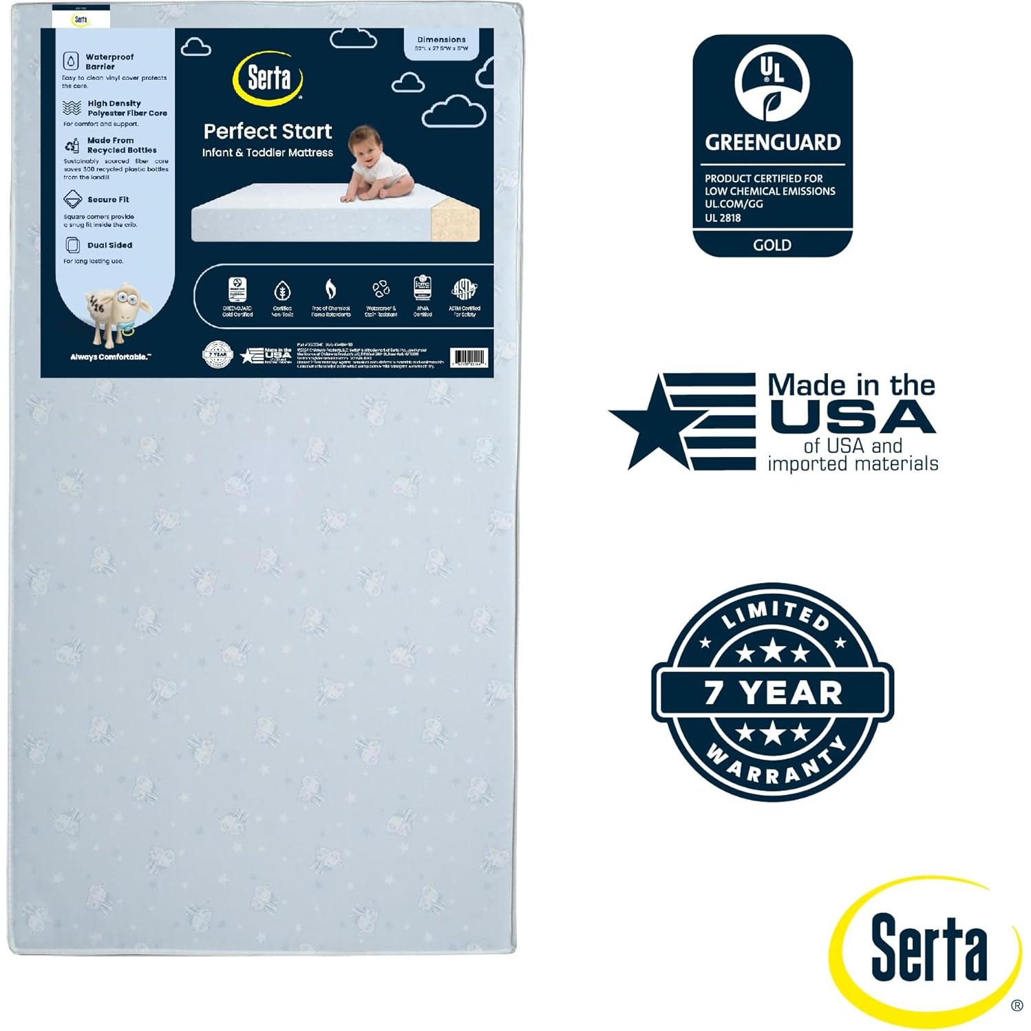 Colchón para cuna Serta Perfect Start - Impermeable 15.24 cm
