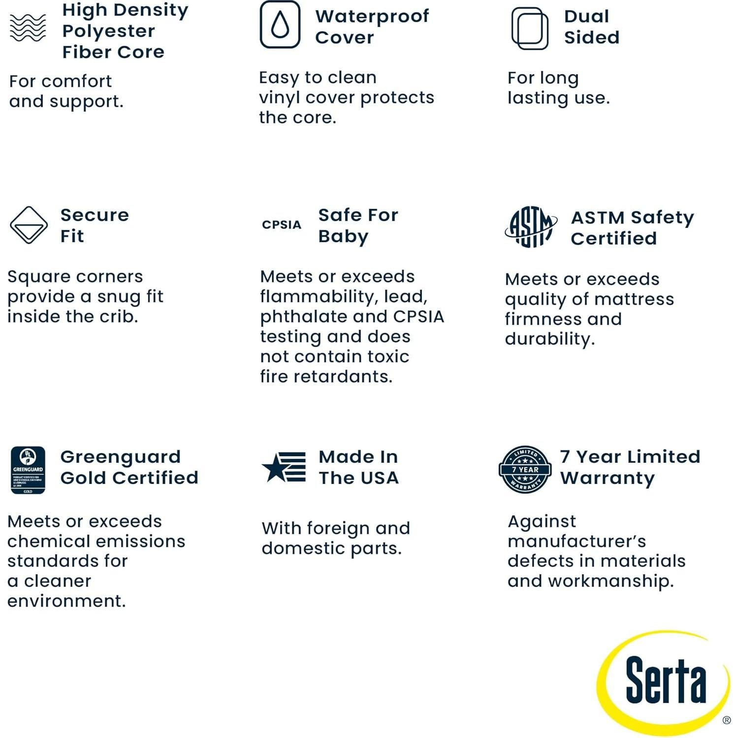 Colchón para cuna Serta Perfect Start - Impermeable 15.24 cm