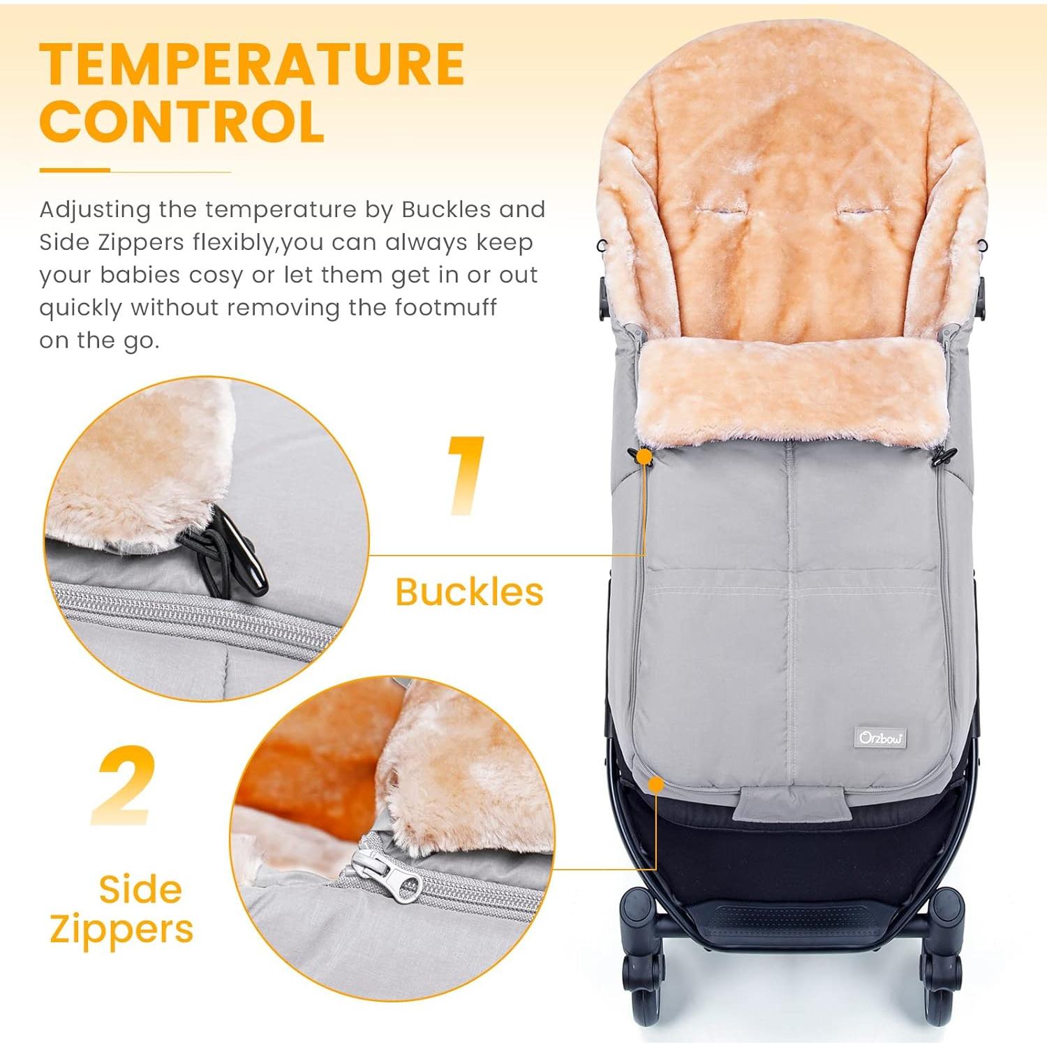 Saco de pies Orzbow X-Large Gris claro para bebé - A prueba de clima