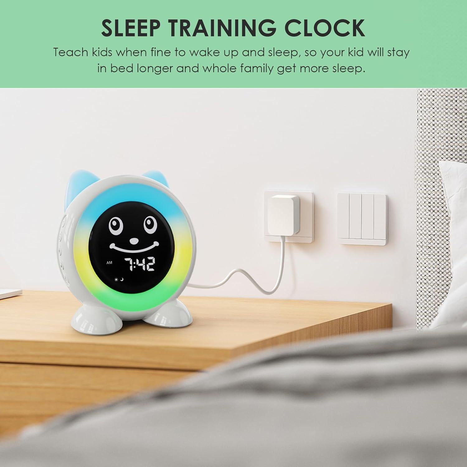 Reloj Despertador Infantil FiveHome con Luz Nocturna y Temporizador